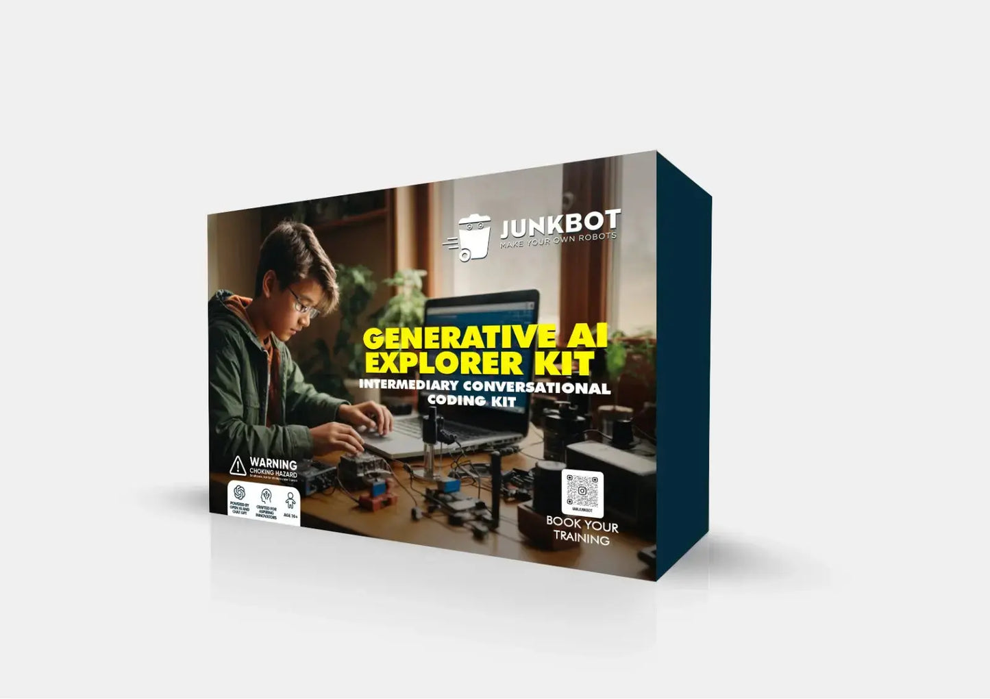 Junkbot Generative AI Explorer Kit with electronic components